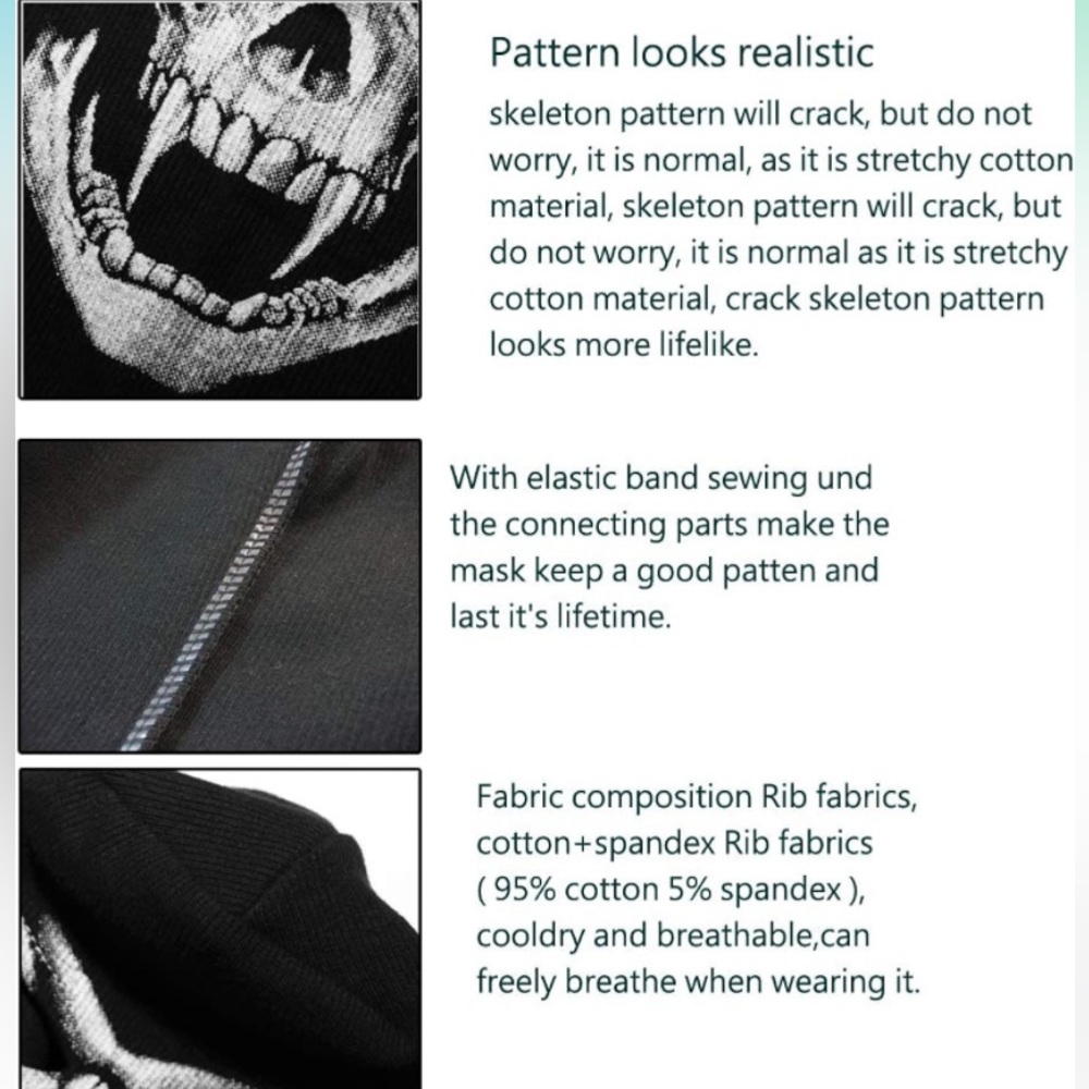 Skeleton Skull Ghost full face mask for Halloween - Picture 5 of 11